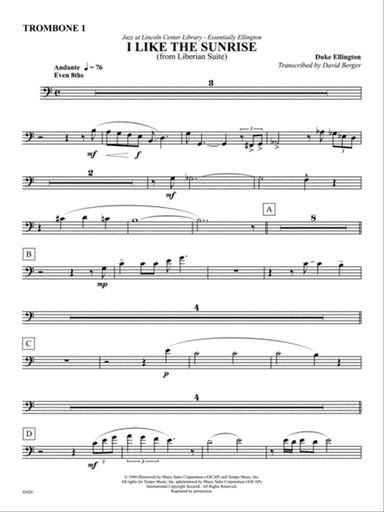 I Like the Sunrise (from the Liberian Suite): 1st Trombone