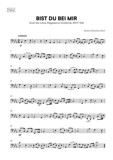 Bist du bei Mir (BWV 508) (for Tuba)