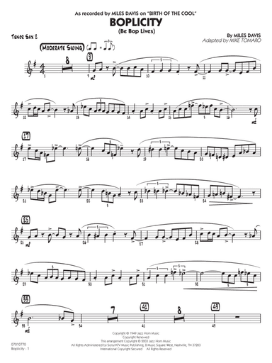 Boplicity - Tenor Sax 2