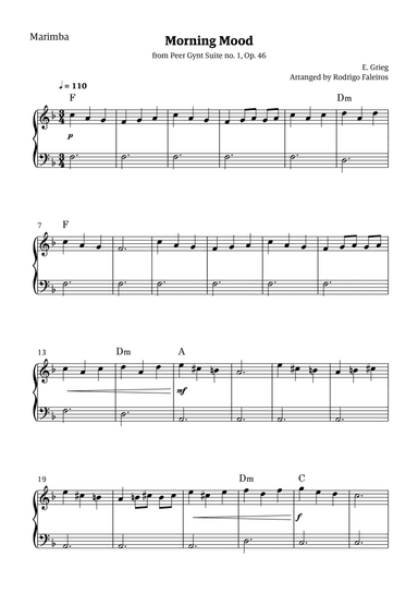Morning Mood (solo marimba - level 3 - with chords)