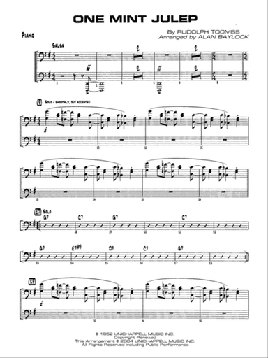 One Mint Julep: Piano Accompaniment