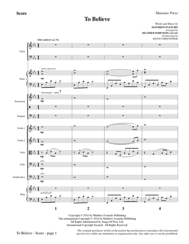To Believe - Full Score