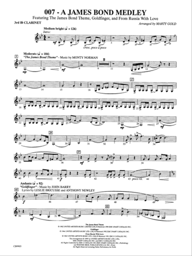 007 -- A James Bond Medley: 3rd B-flat Clarinet
