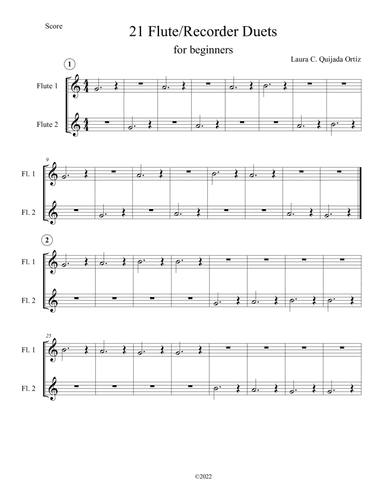 21 Flute/Recorder Duets for beginners