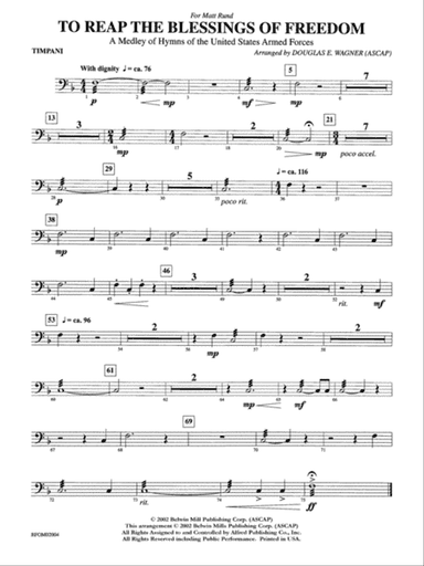 To Reap the Blessings of Freedom (A Medley of Hymns of the United States Armed Forces): Timpani