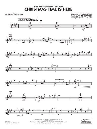 Christmas Time Is Here (arr. Mike Tomaro) - Alternate Alto Sax