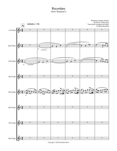 Recordare (from "Requiem") (F) (Violin Octet)