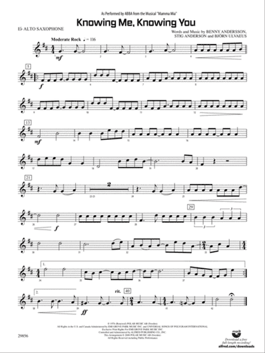 Knowing Me, Knowing You (As performed by ABBA from the musical Mamma Mia): E-flat Alto Saxophone