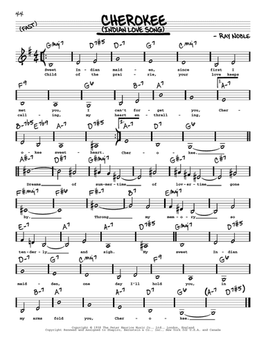 Cherokee (Indian Love Song) (Low Voice)