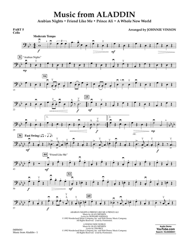 Music from Aladdin (arr. Johnnie Vinson) - Pt.5 - Cello