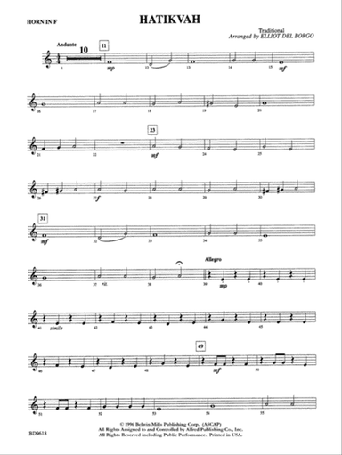 Hatikvah: 1st F Horn