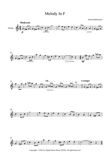 Melody In F - Anton Rubinstein (Violin)