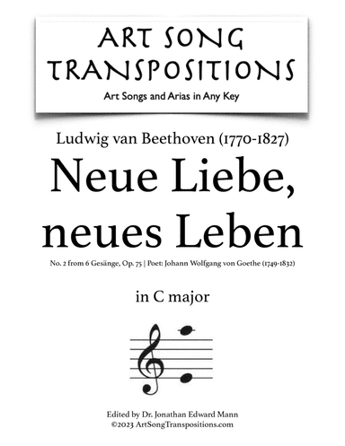 BEETHOVEN: Neue Liebe, neues Leben, Op. 75 no. 2 (transposed to C major)