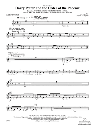 Harry Potter and the Order of the Phoenix, Selections From: 2nd B-flat Trumpet