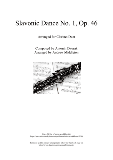 Slavonic Dance No. 1 Op. 46 arranged for Clarinet Duet