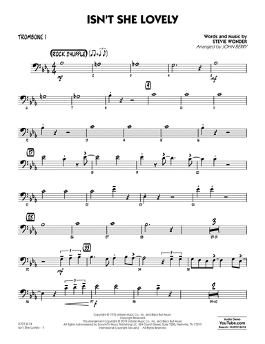 Isn't She Lovely (arr. John Berry) - Trombone 1