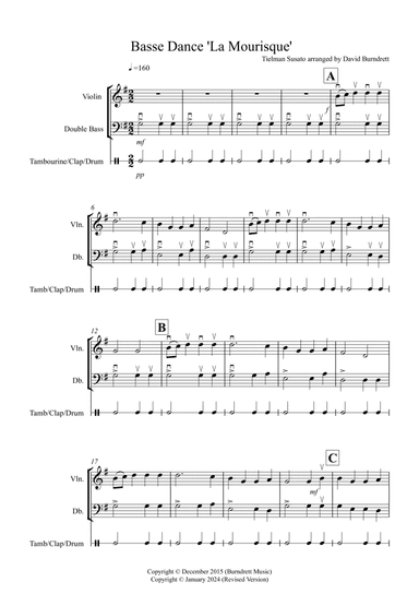 Basse Dance by Susato for Violin and Double Bass Duet