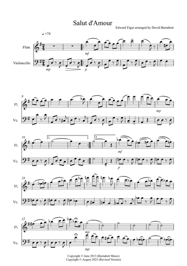 Salut d' Amour for Flute and Cello Duet