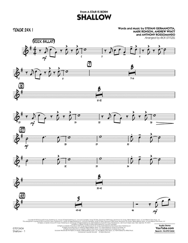 Shallow (from A Star Is Born) (arr. Rick Stitzel) - Tenor Sax 1