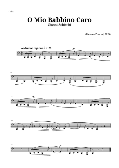 O Mio Babbino Caro by Puccini for Tuba