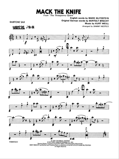 Mack the Knife (from The Threepenny Opera): E-flat Baritone Saxophone