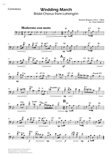 Wedding March (Bridal Chorus) - Contrabass Solo - W/Chords