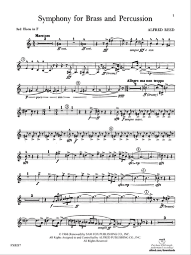 Symphony for Brass and Percussion: 3rd F Horn