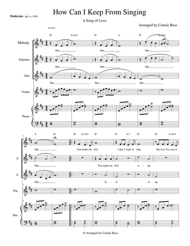 How Can I Keep From Singing - Love - violin, vocal trio and piano