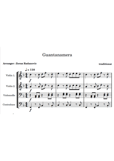 Guantanamera - for string quartet