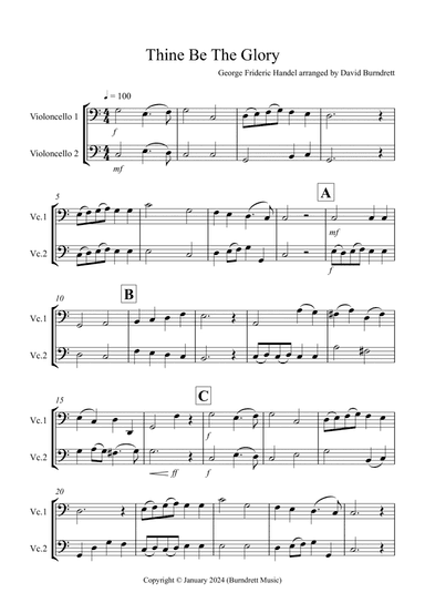 Thine Be The Glory for Cello Duet
