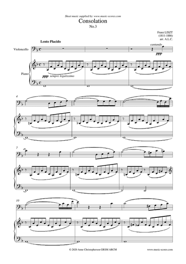 Consolation No. 3 - Cello and Piano