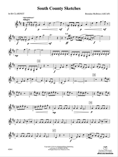 South County Sketches: 1st B-flat Clarinet