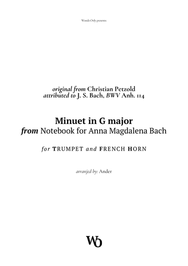 Minuet in G major by Bach for Trumpet and French Horn