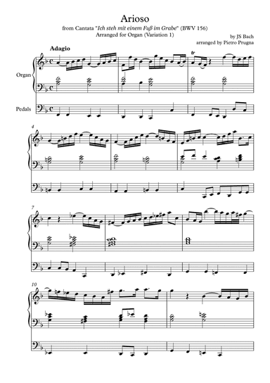 Arioso (BWV 156) by JS Bach - arranged for Organ