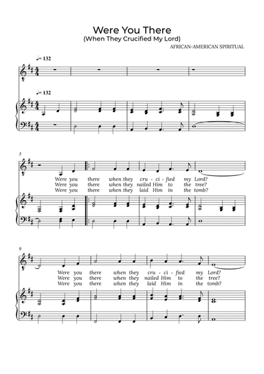 Were You There - for piano and tenor in D major