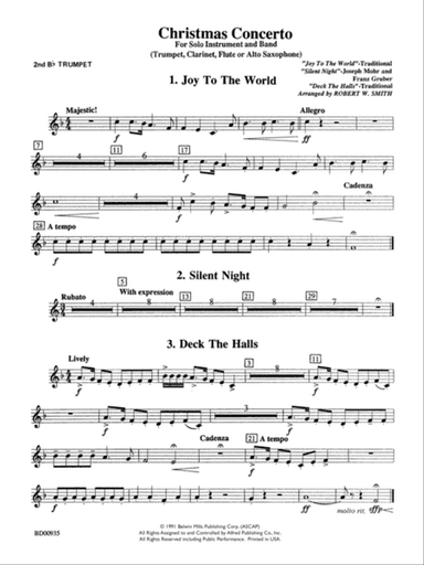 Christmas Concerto (Solo Trumpet, Clarinet, Flute, or Alto Saxophone and Band): 2nd B-flat Trumpet
