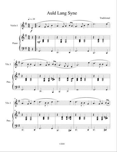 Auld Lang Syne (violin solo) with optional piano accompaniment