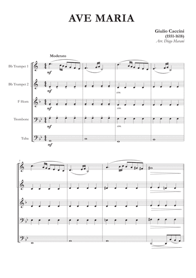 Ave Maria by Caccini-Vavilov for Brass Quintet