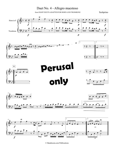 “Duet No. 4 - Allegro maestoso” from EIGHT DUETS ADAPTED FOR HORN AND TROMBONE