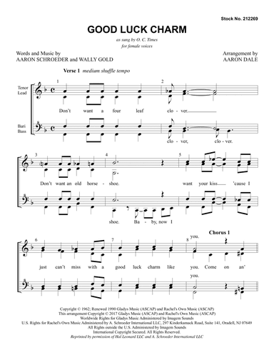 Good Luck Charm (arr. Aaron Dale)