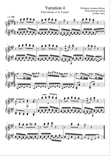 Variation 4 from 'Sonata No.11 in A' (Wolfgang Amadeus Mozart)