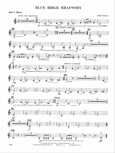 Blue Ridge Rhapsody: 2nd F Horn