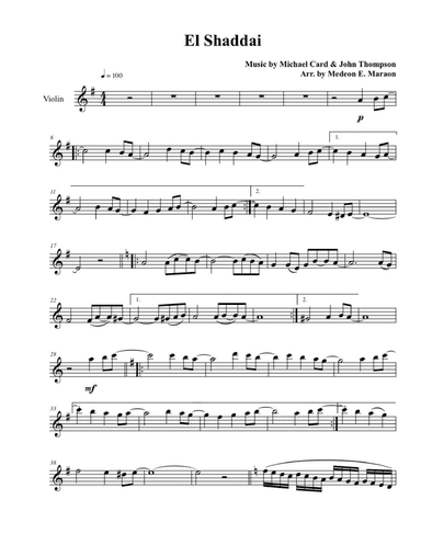 El Shaddai for violin-guitar duet