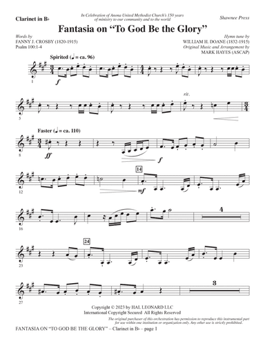 Fantasia On "To God Be The Glory" - Bb Clarinet