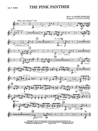 The Pink Panther: 2nd F Horn