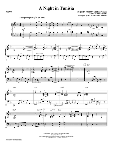A Night in Tunisia (arr. Paris Rutherford) - Piano