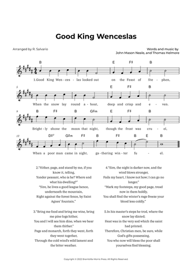 Good King Wenceslas (Key of B Major)