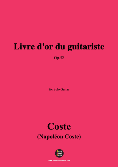 Coste-Livre d'or du guitariste,Op.52,for Guitar
