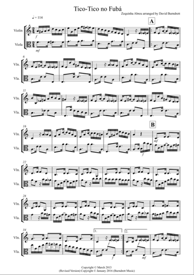 Tico Tico for Violin and Viola Duet