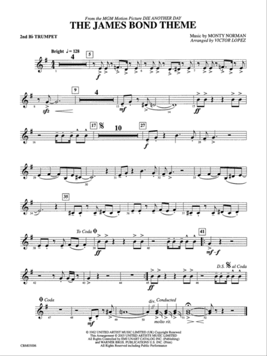 The James Bond Theme (from Die Another Day): 2nd B-flat Trumpet
